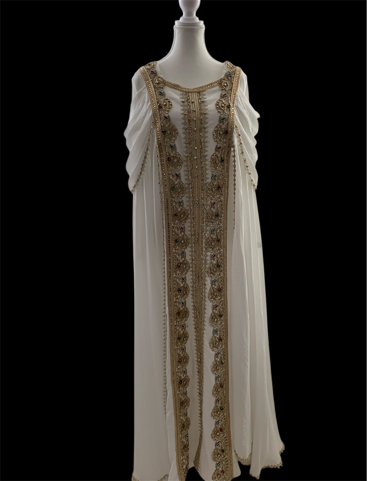 Empress White Cape Dress – Ornate Medieval Modest Gown- Bridal Dress