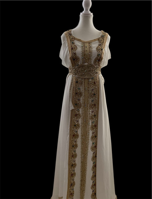 Empress White Cape Dress – Ornate Medieval Modest Gown- Bridal Dress